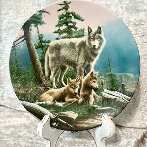 KNOWLES First Outing Wolf 8.5" Collector Plate Call of the Wilderness COA Vin